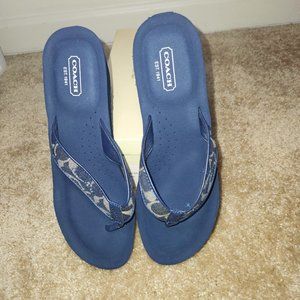 Coach Jaicee Navy Thong Wedge Sandal Size 11M